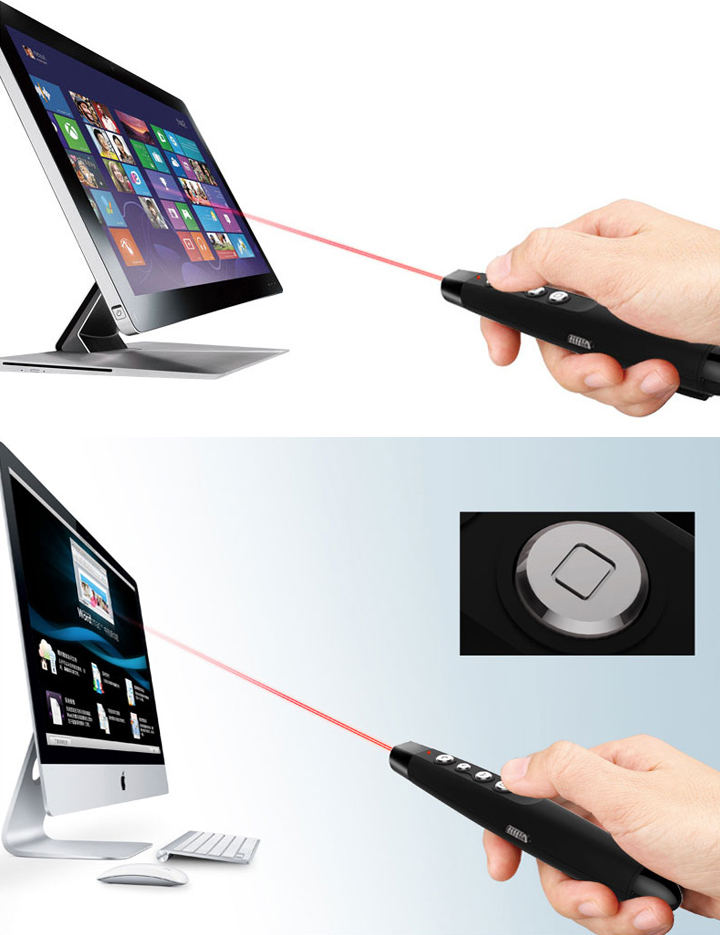 Pointeur laser sans fil RF 2,4 GHz avec pointeur rouge, télécommande avec  charge USB Télécommande PPT PowerPoint pour Mac, Windows, ordinateur  portable : : Fournitures de bureau