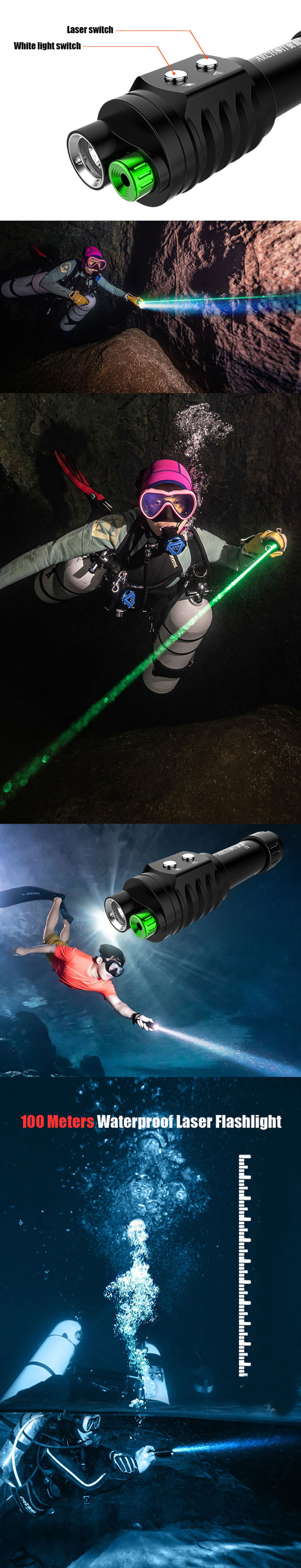 Laser vert étanche pour plongée