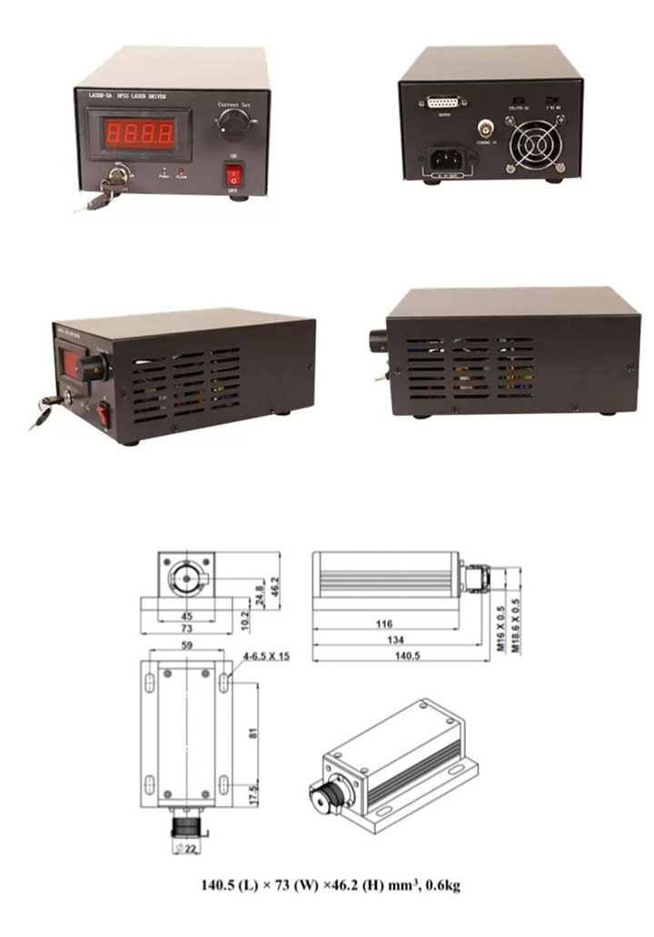 Module laser vert à semi-conducteur haute stabilité 520nm